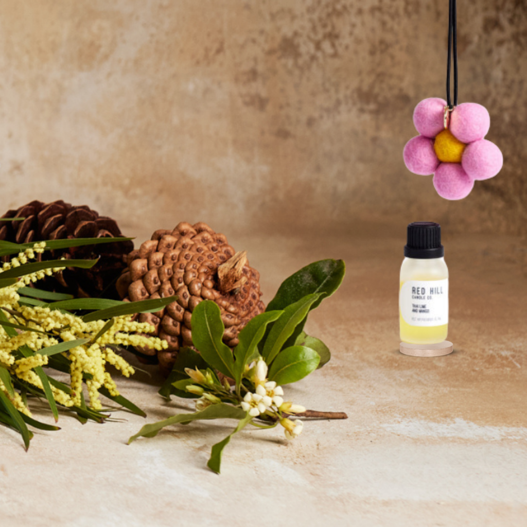 Sandalwood & Vanilla Felt Flower Air Freshener: Pink