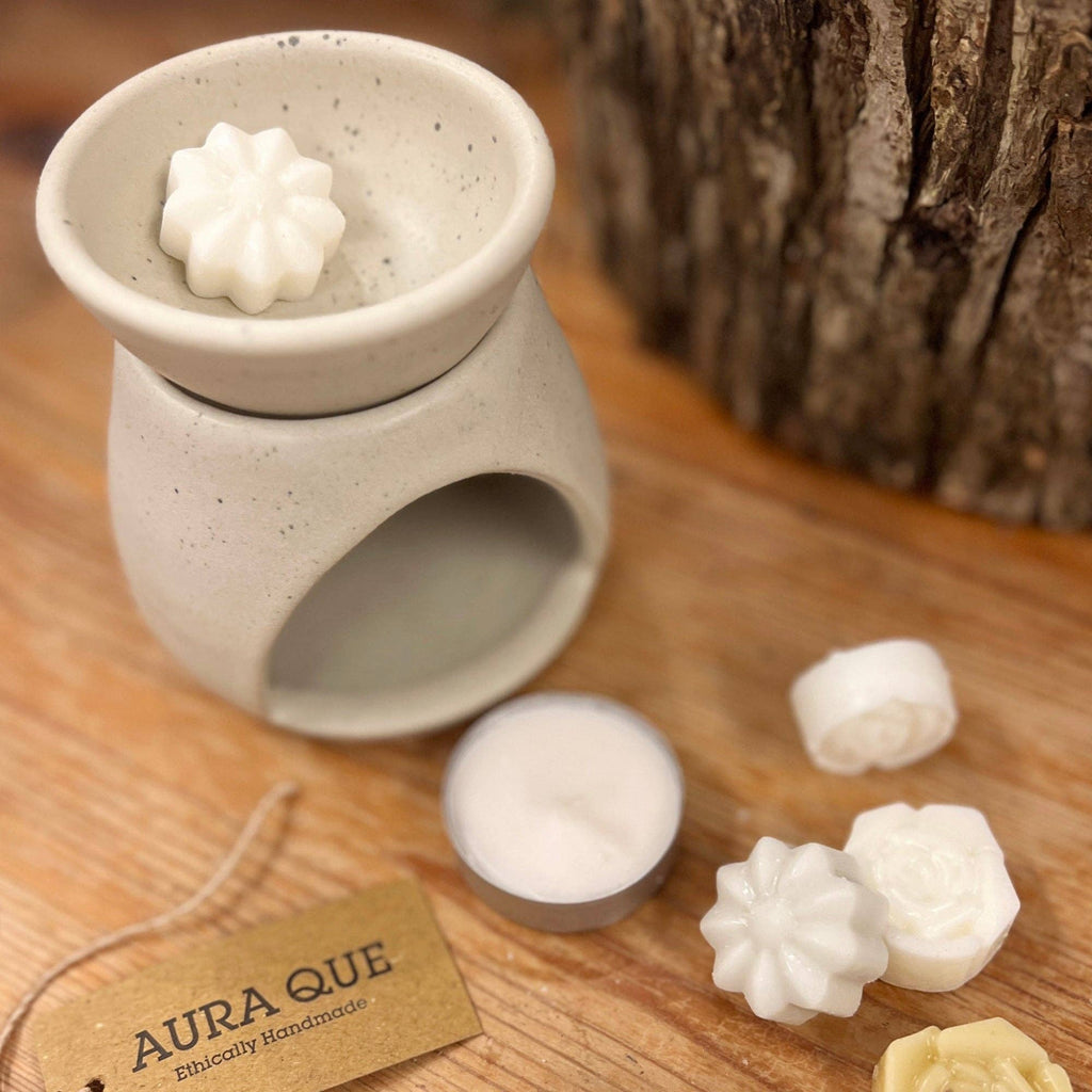 SUNU Stoneware Essential Oil Burner: Sea Glass Green - darker