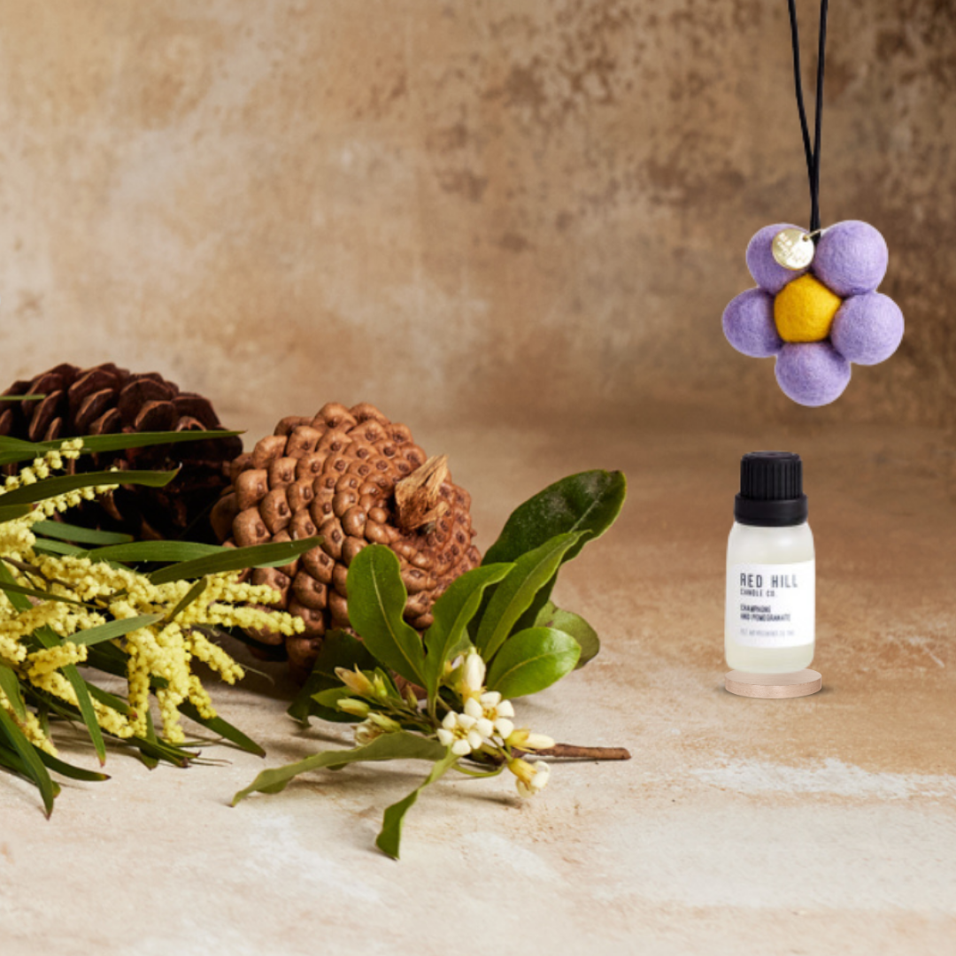 Sandalwood & Vanilla Felt Flower Air Freshener: Pink