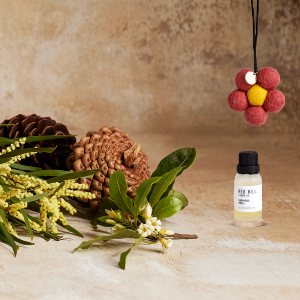 Sandalwood & Vanilla Felt Flower Air Freshener: Pink