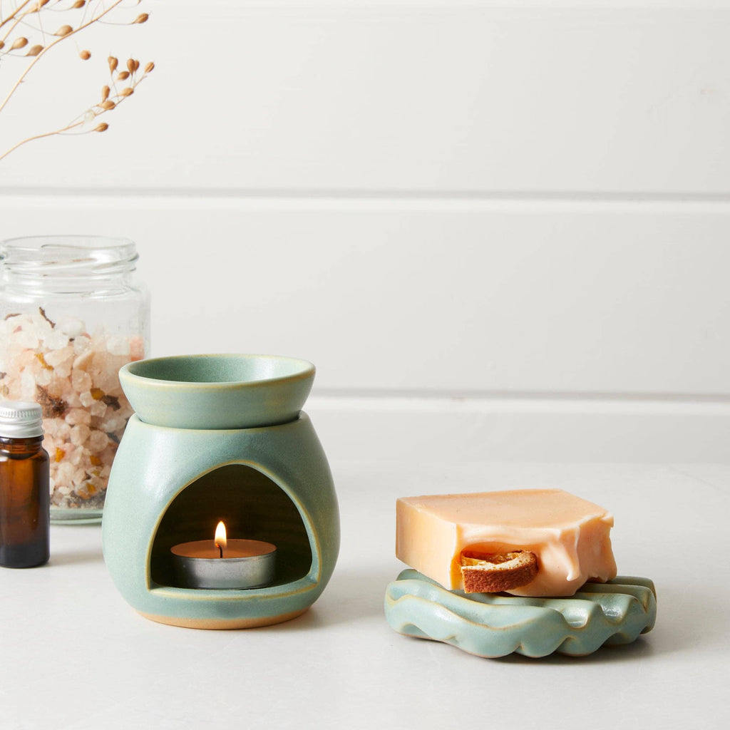 SUNU Stoneware Essential Oil Burner: Mineral Brown