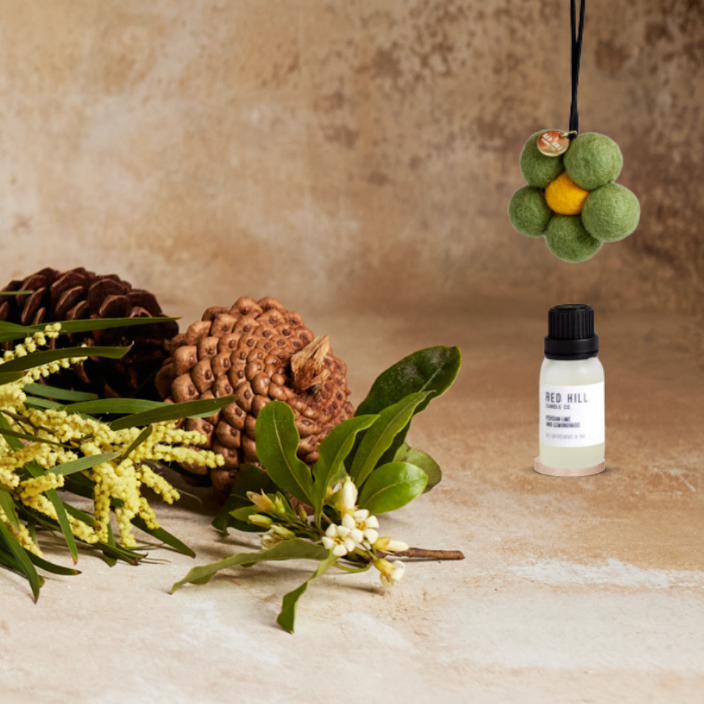 Sandalwood & Vanilla Felt Flower Air Freshener: Pink