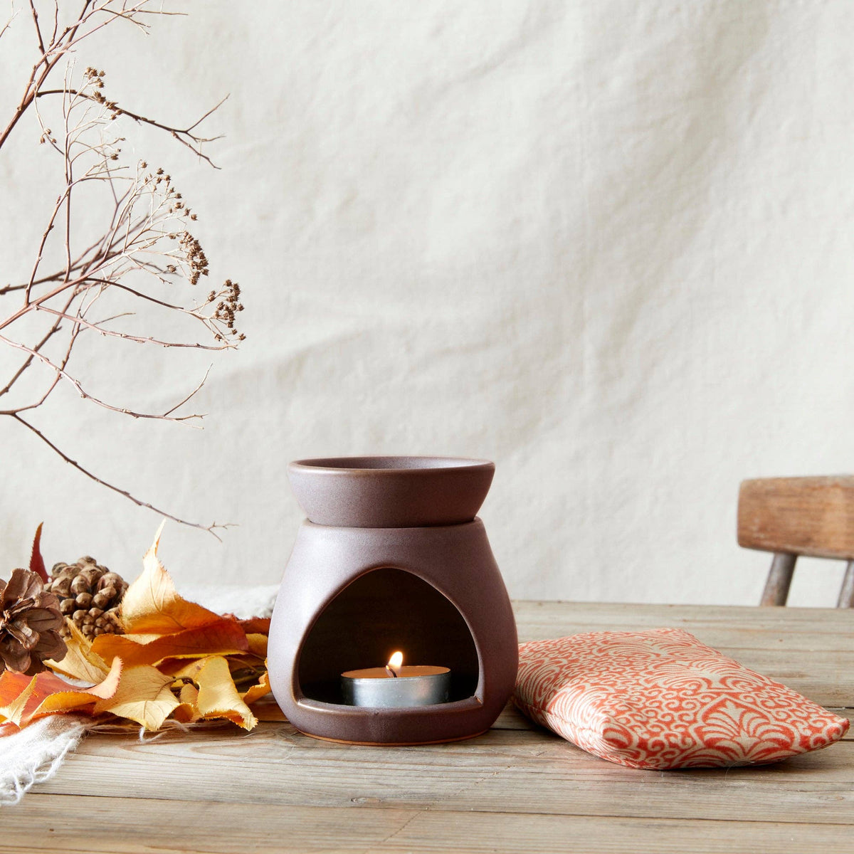 SUNU Stoneware Essential Oil Burner: Sea Glass Green - darker